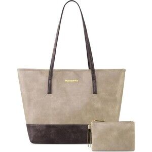 Montana West Large Faux Leather Zippered Summer Tote Bag Purse w/ Wallet Pouch